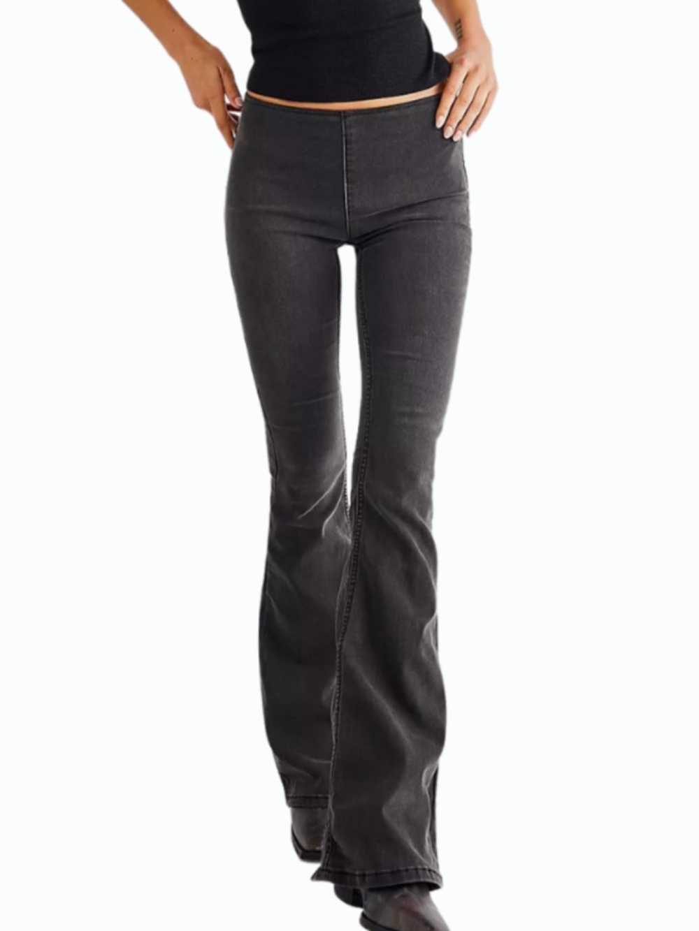 Free People Black Penny Pull-On Solid Flare Jeans Size 31